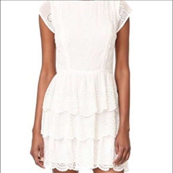 Joie Silk Altha Eyelet Porcelain Ruffle‎ Dress - Picture 8 of 16